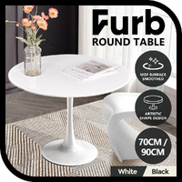 Furb 70CM 90CM Dining Table, Round Cafe Restaurant Kitchen Table with Metal Leg