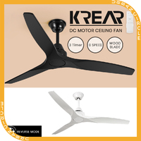 Krear 52'' DC Ceiling Fan Wooden Blades Fans with Remote Control Without Light