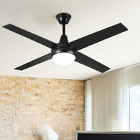 Krear 52" Ceiling Fan LED Light Remote Control DC Motor Timer 6 Speed Black