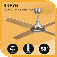 Krear 52" Ceiling Fan Wooden Blades Fans with Remote Control Timer DC Motor Fan