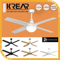 Krear 52'' Ceiling Fan with LED Light Remote Control Fans 4 Wood Blades 1320mm