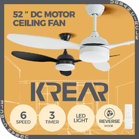 Krear 36" 52" Ceiling Fan With Light ABS Blade Fans DC Motor Remote Control