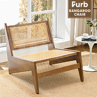 Furb Armchair Rattan Lounge Chair Wooden Accent Chair Kangaroo Walnut