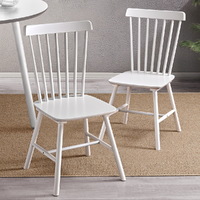 Furb 2x Dining Chairs Minimalist Vertical Back Chair Wooden Chair Home White