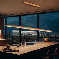 Krear 240cm Linear Pendant Light Beech Wood with 3-Step Colour Change