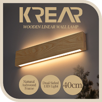 Krear 40cm Linear Wall Lamp Ashwood Led Wall Light Indoor