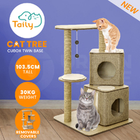 Taily Cat Tree Tower Scratching Post Scratcher Wood Cat Condo House Bed Cats Toy