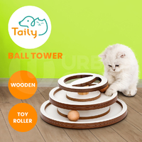 Taily Cat Toy Tower Roller Wooden Turntable Track Balls Puzzle Kitten Play Toys