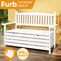 Furb Patio Storage Bench Wooden Box Chest 2 Seat Outdoor Furniture Lounge Garden