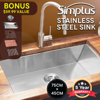 Simplus 75x45CM Workstation Kitchen Sink Stainless Steel Laundry Basin Single