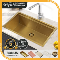 Simplus Stainless Steel Kitchen Sink 75x45CM Laundry Undermount Single Basin Kit